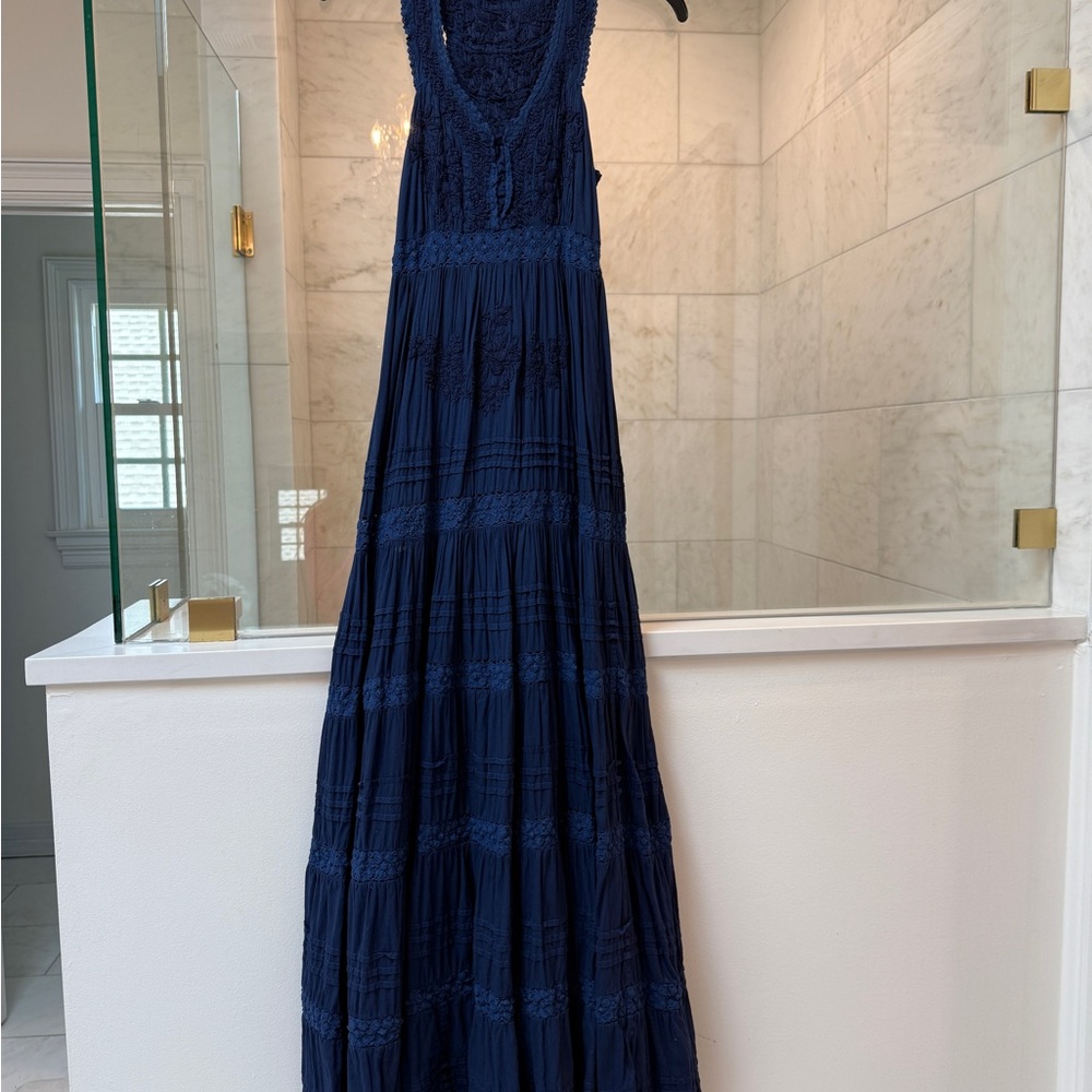 Roller Rabbit Navy Blue Lace Maxi Dress